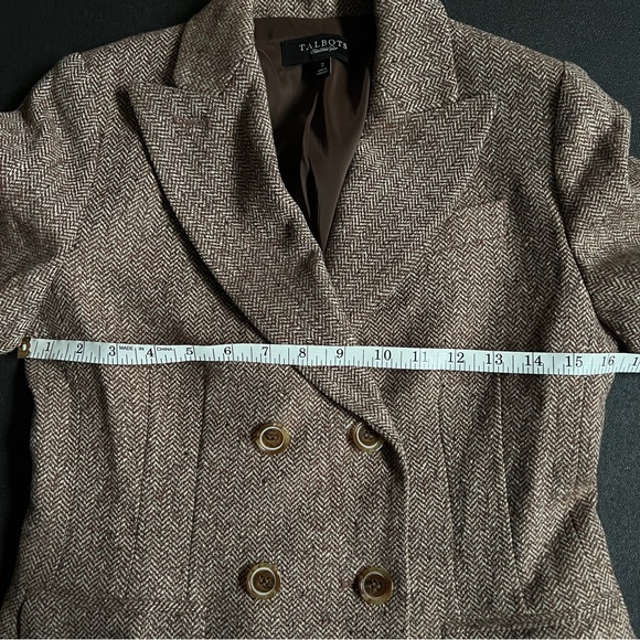 Talbots Herringbone Tweed Wool Beautiful Suit Blazer Career Jacket Like New 2 - Picture 12 of 15
